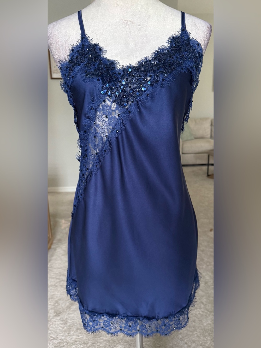 Navy Blur Slip Dress Dance Costume